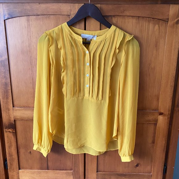 LOFT mustard blouse XSP - Picture 1 of 8